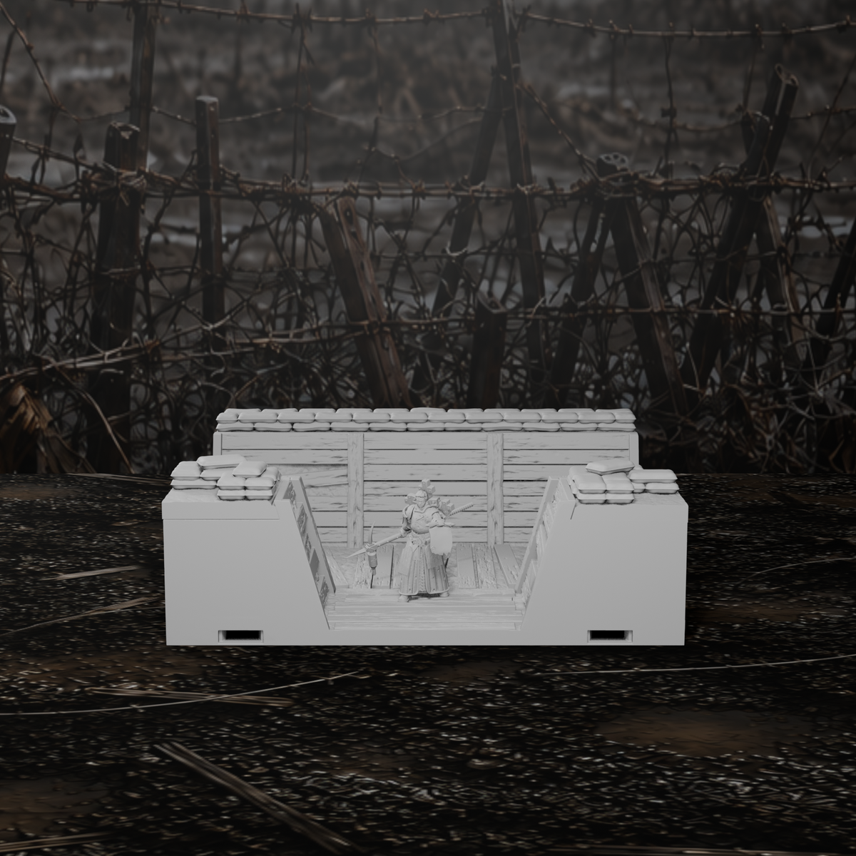 Grabenmodul T-Kreuzung I – Tabletop-Modell von Trench Merchant, Ansicht 2